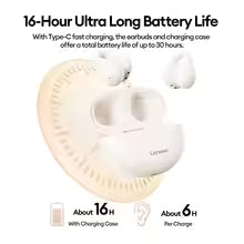 ThinkPlus Wireless Earbuds – Bluetooth Deep Bass, Noise Reduction, Long Battery Life, Touch Control,